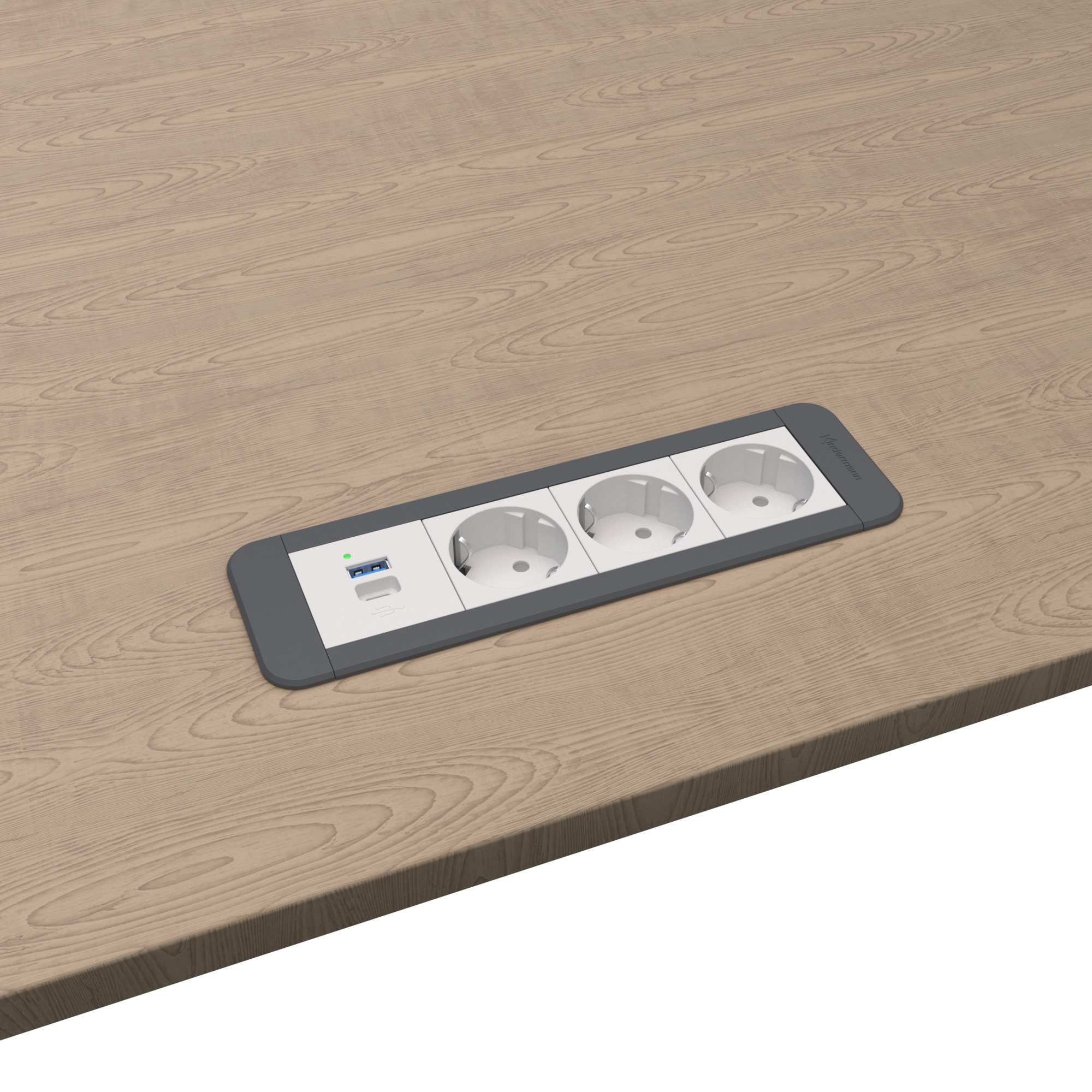 Kindermann CablePort Office frame 4-fach, 3x Strom + 1x USB-A/C