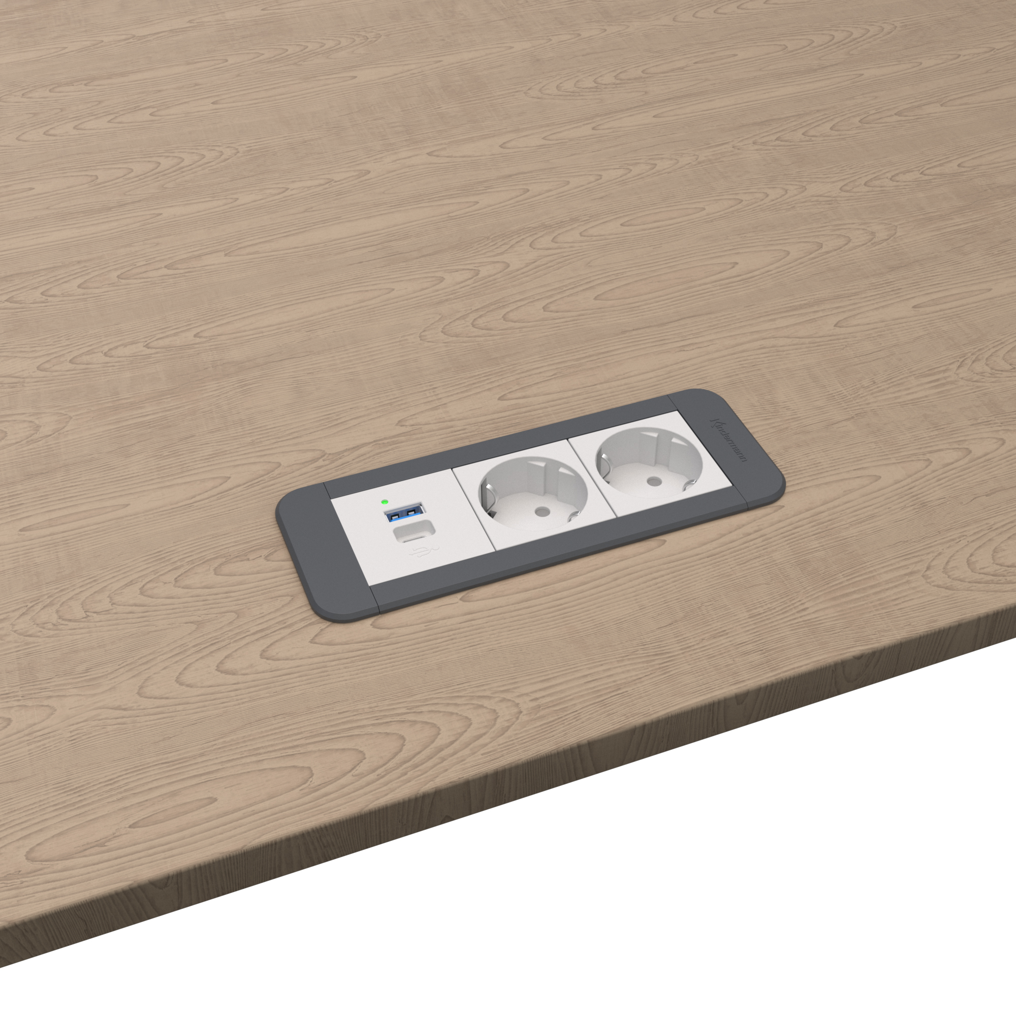 Kindermann CablePort Office frame 3-fach, 2x Strom + 1x USB-A/C