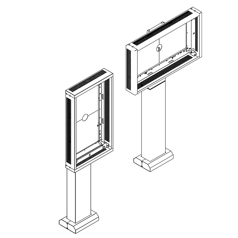 Hagor ScreenOut LG XE4 49" 5876 - Outdoor-Stele für LG 49XE3P-B / 49XE4F - hochwetterfest - Fundamentmontage - Landscape und Portrait - Schwarz
