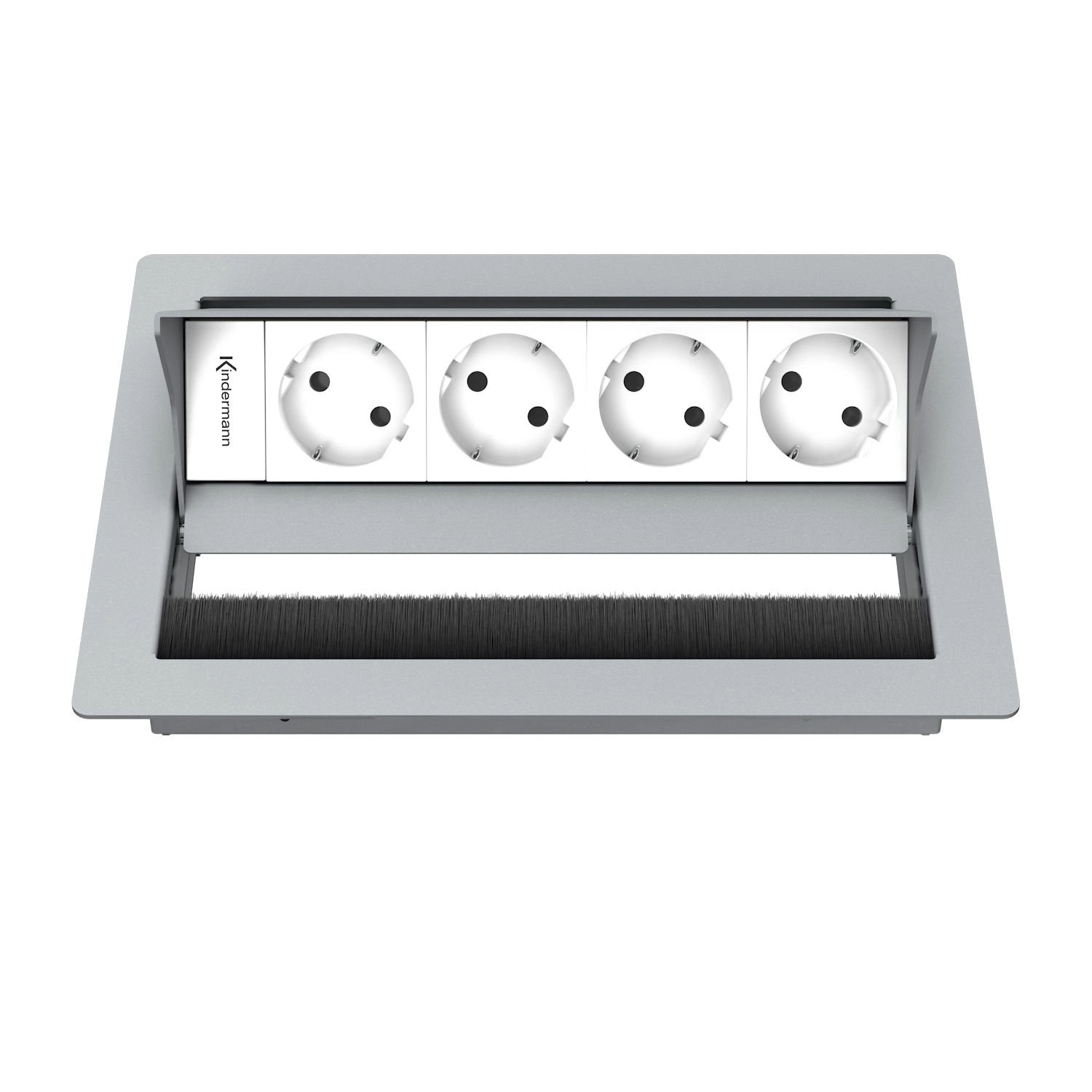 Kindermann CablePort Standard² 4-fach - 4x Strom - Tischeinbau - RAL 9006 - 7492000074