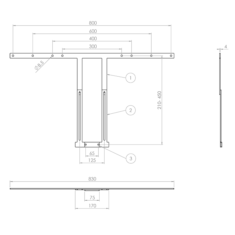 Hagor Logitech Meetup 2 Display Adapter 2279 - Kameraadapter für Displays 75-86" - höhenverstellbar - VESA max. 800 mm - Schwarz