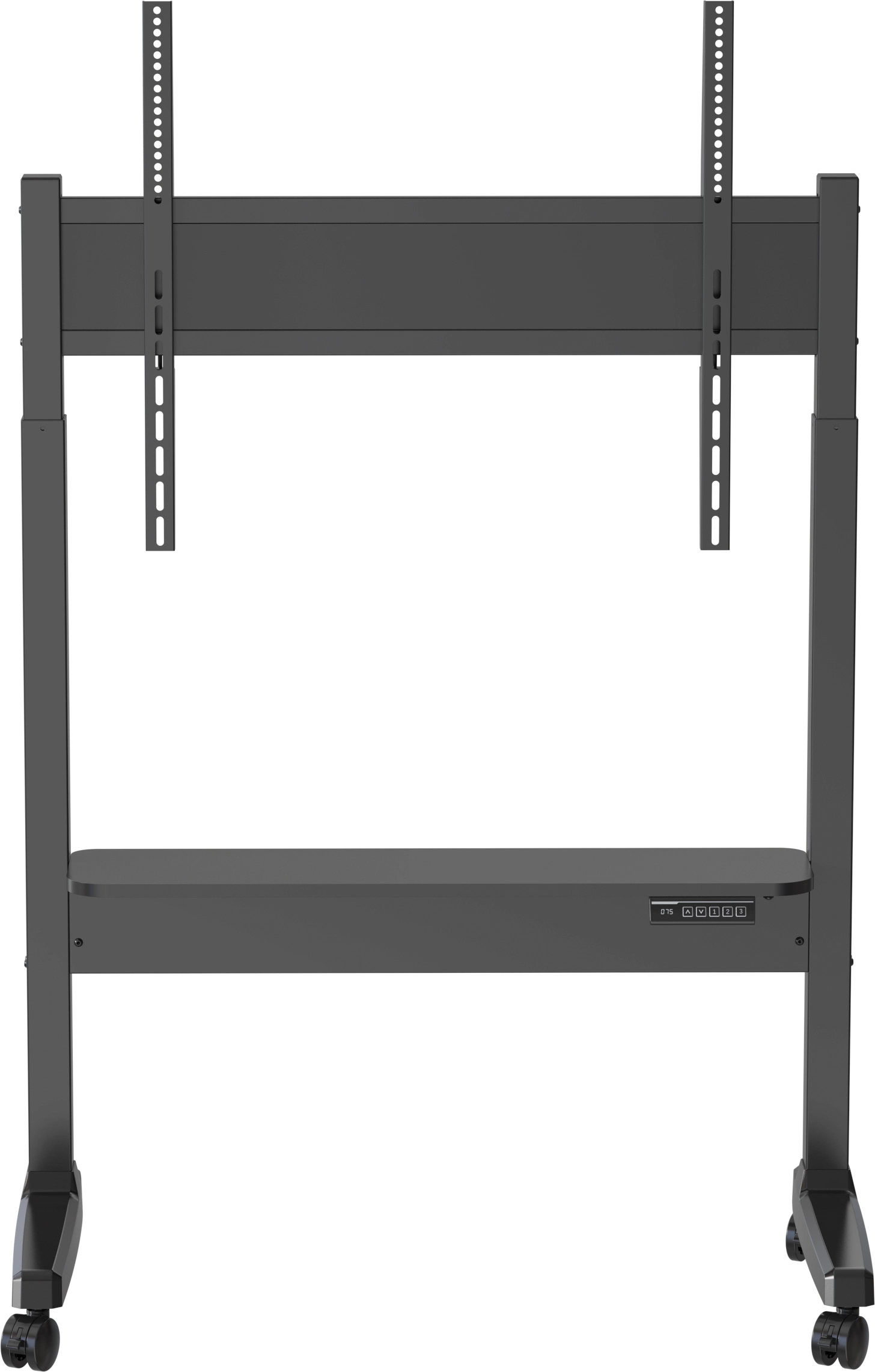 Vision VFM-F15M - Motorisierter Displaywagen, 40-86", 60kg, VESA 800x600, 400mm Motorhub, Videobar-Regal, Schwarz