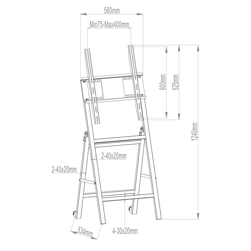 Hagor BrackIT-C-Stopper 2227 - Bodenständer 32-55 Zoll - neigbar - Landscape & Portrait - bis 50 kg - VESA 400x600 - schwarz