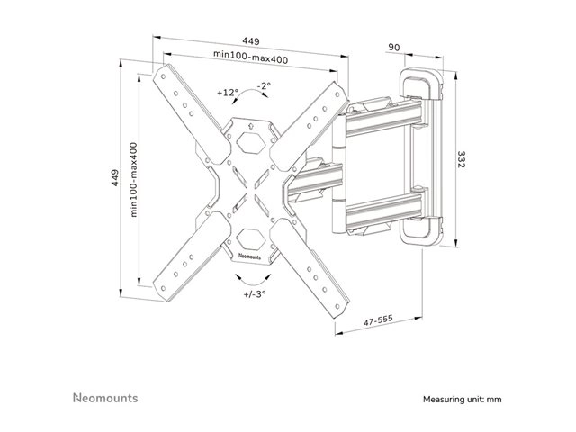 Neomounts WL40S-850BL14 - Wandhalterung 40-65" - Voll beweglich - max. 40 kg - VESA 100x100-400x400 - schwarz