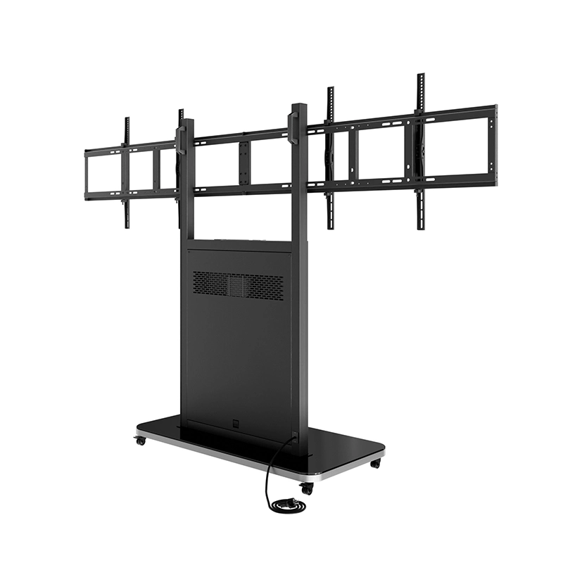 Hagor Pro-Tower L Dual 2878 - Mobiler Rollwagen 2 x 65" - max. 2x 40 kg - VESA 600x400 - Steckdosenleiste - schwarz