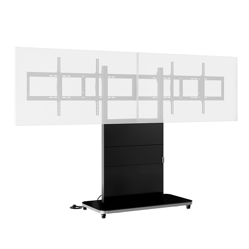 Hagor Pro-Tower L Dual 2878 - Mobiler Rollwagen 2 x 65" - max. 2x 40 kg - VESA 600x400 - Steckdosenleiste - schwarz